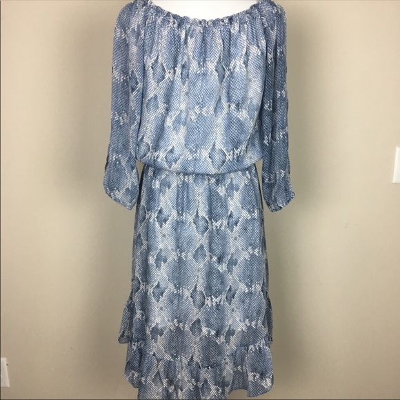 WHBM Blue Snakeskin Print High Lo  Dress M SOLD - Picture 3 of 7